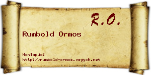 Rumbold Ormos névjegykártya